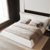 King Size Platform Bed With Special-Shaped Headboard - Cream - Image 2