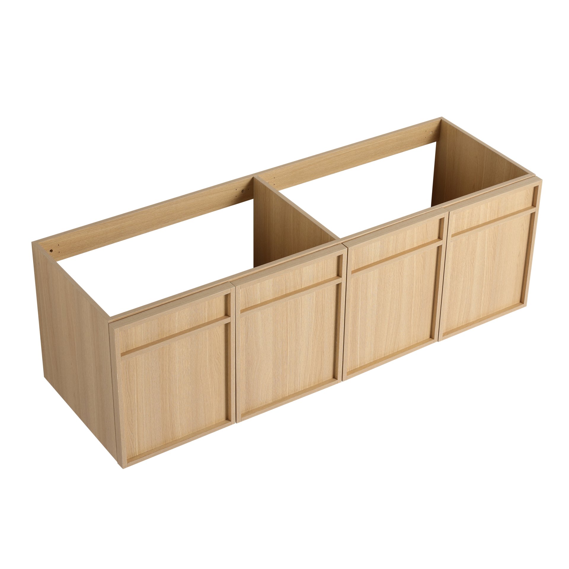 Original 60" Wall Mounted Bathroom Vanity With Double Resin Sink And Soft Closing Doors Plywood - Oak - Image 17