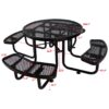 Round Outdoor Steel Picnic Table, With Umbrella Pole - Black - Image 5