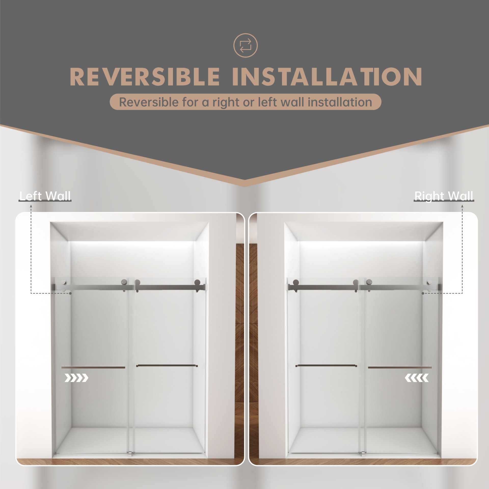 Frameless Shower Door, Double Sliding Shower Door, Clear Tempered Glass Shower Enclosure With Square Rail, Double Side Easy Clean Coat, Finished With Buffer - Brushed Nickel - Image 13