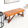Mia - Bench With Buttons - Brown / Rustic - Image 7