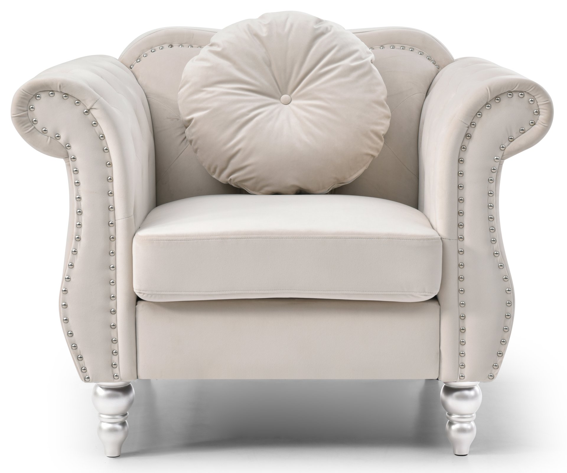 Elegant Transitional Flared Armchair - Ivory - Image 6