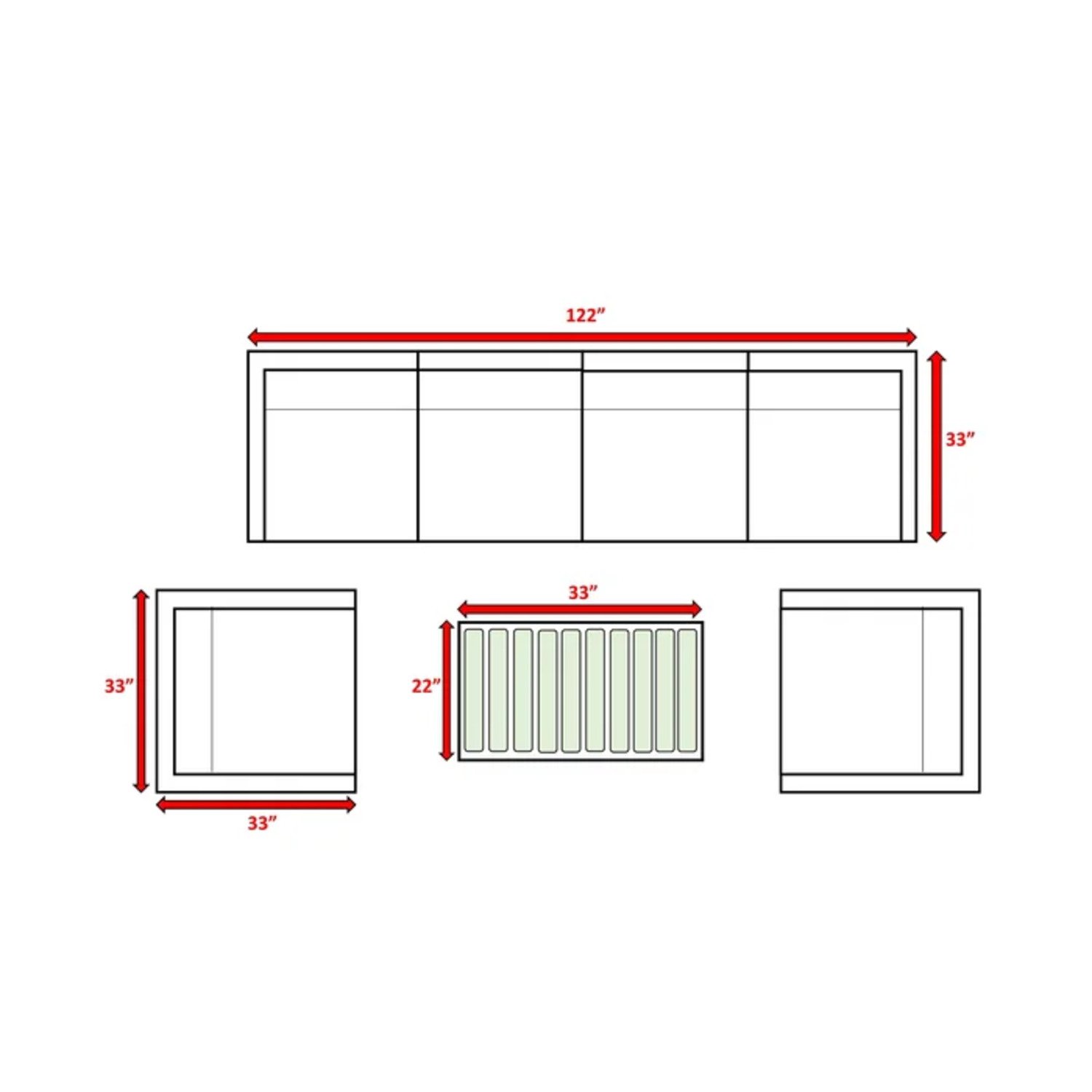 6 Person All Weather Sectional Seating Group With Cushions - Gray Mix - Image 3