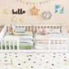 Double Twin Floor Bed With Fence, Guardrails, Without Door - White - Image 9
