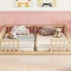 Double Twin Floor Bed With Fence, Guardrails, Without Door - Natural - Image 9