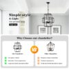 4 Light Metal Lantern Tiered Pendant Hanging Light Fixtures, Industrial Farmhouse Adjustable Height Chandeliers For Dining Room Hallway Foyer Entryway (E12 Bulbs Not Included) - Matte Black - Image 8