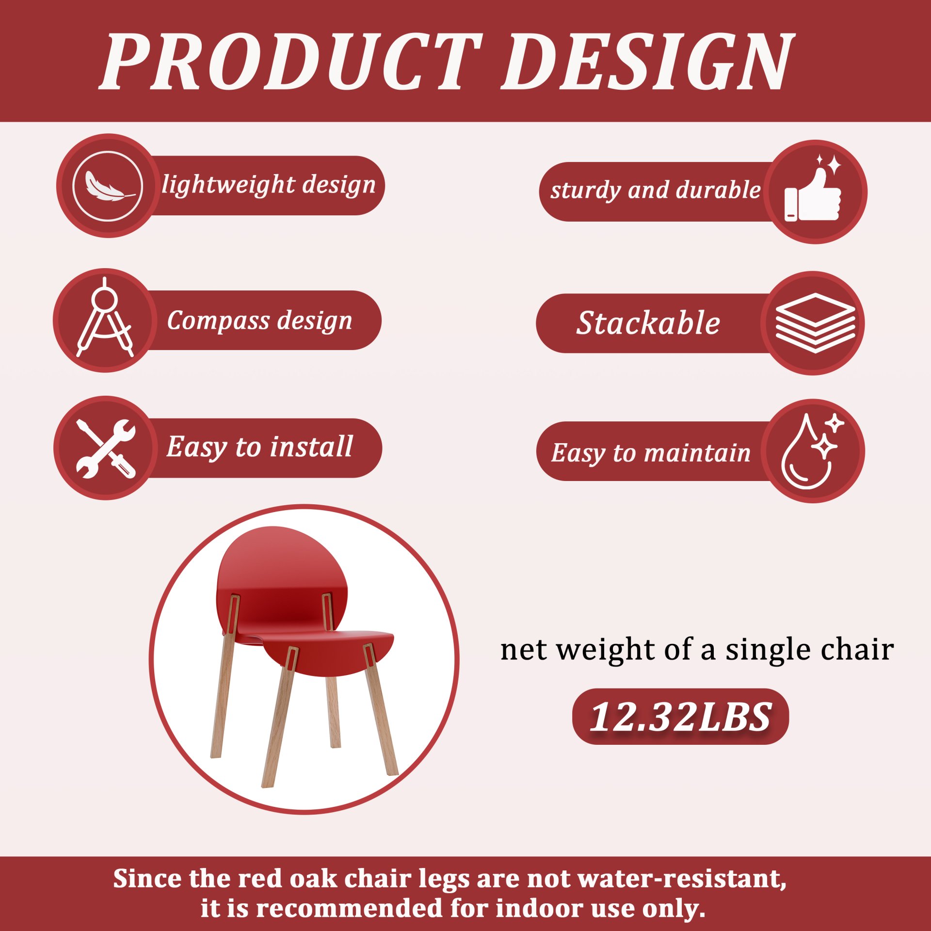 4 Piece Set Of Single Chairs With A Design Combining Modern And Traditional Elements, Durable And Comfortable - Crimson - Image 8