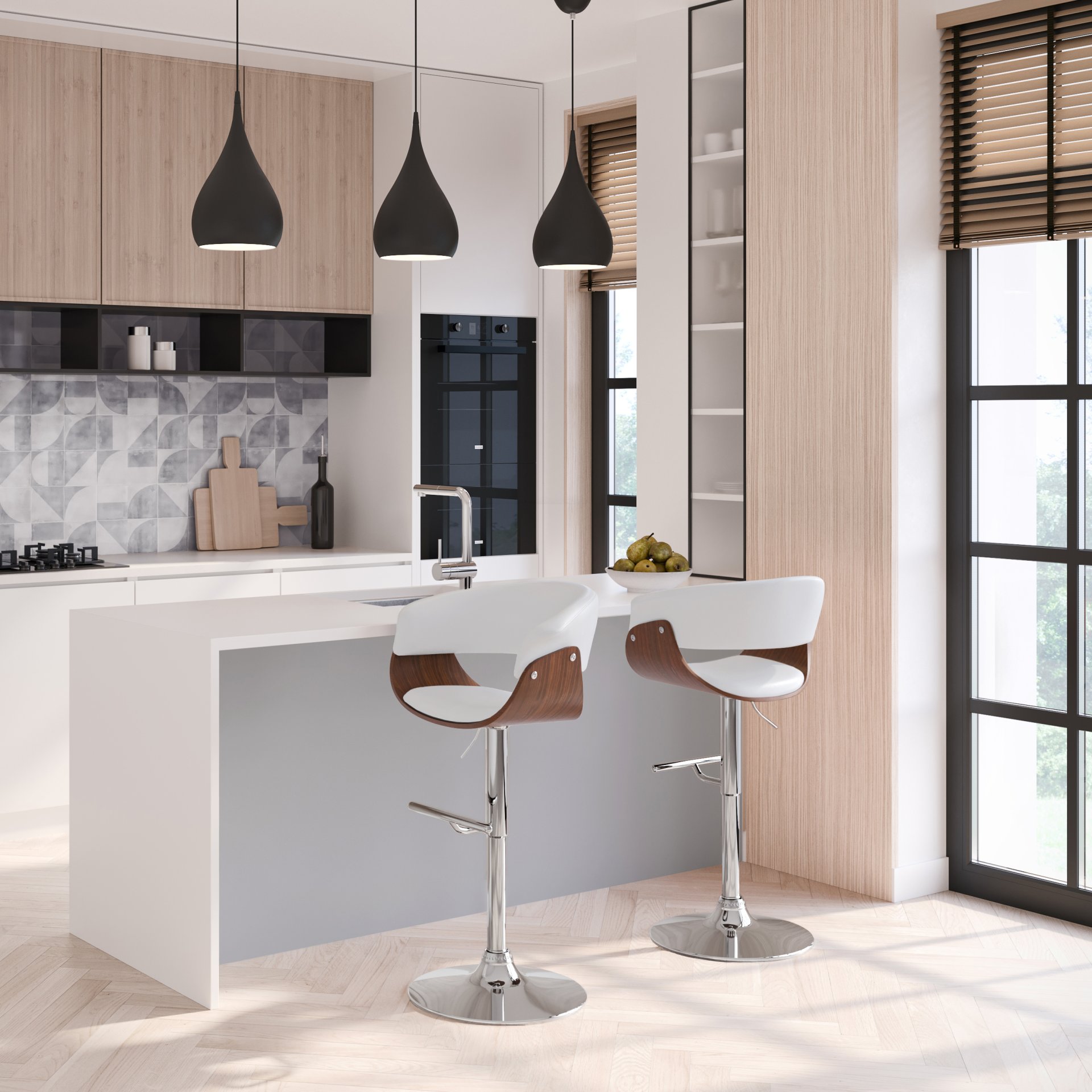 Sheldon - Adjustable Swivel Bar Stool - White - Image 10