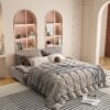 Queen Pull Out Sofa Bed, 3 In 1 Convertible Sleeper Sofa, Multi Functional Loveseat Bed - Gray - Image 5