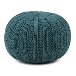 Shelby - Hand Knit Round Pouf - Teal