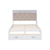 Elegant Wood Queen Size Platform Bed With Upholstered Headboard Led And Storage Drawers In Antique - Antique White - Image 6