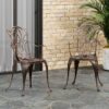 Outdoor Dining Chair With Floral Design And Curved Saber Legs (Set of 2) - Copper - Image 2