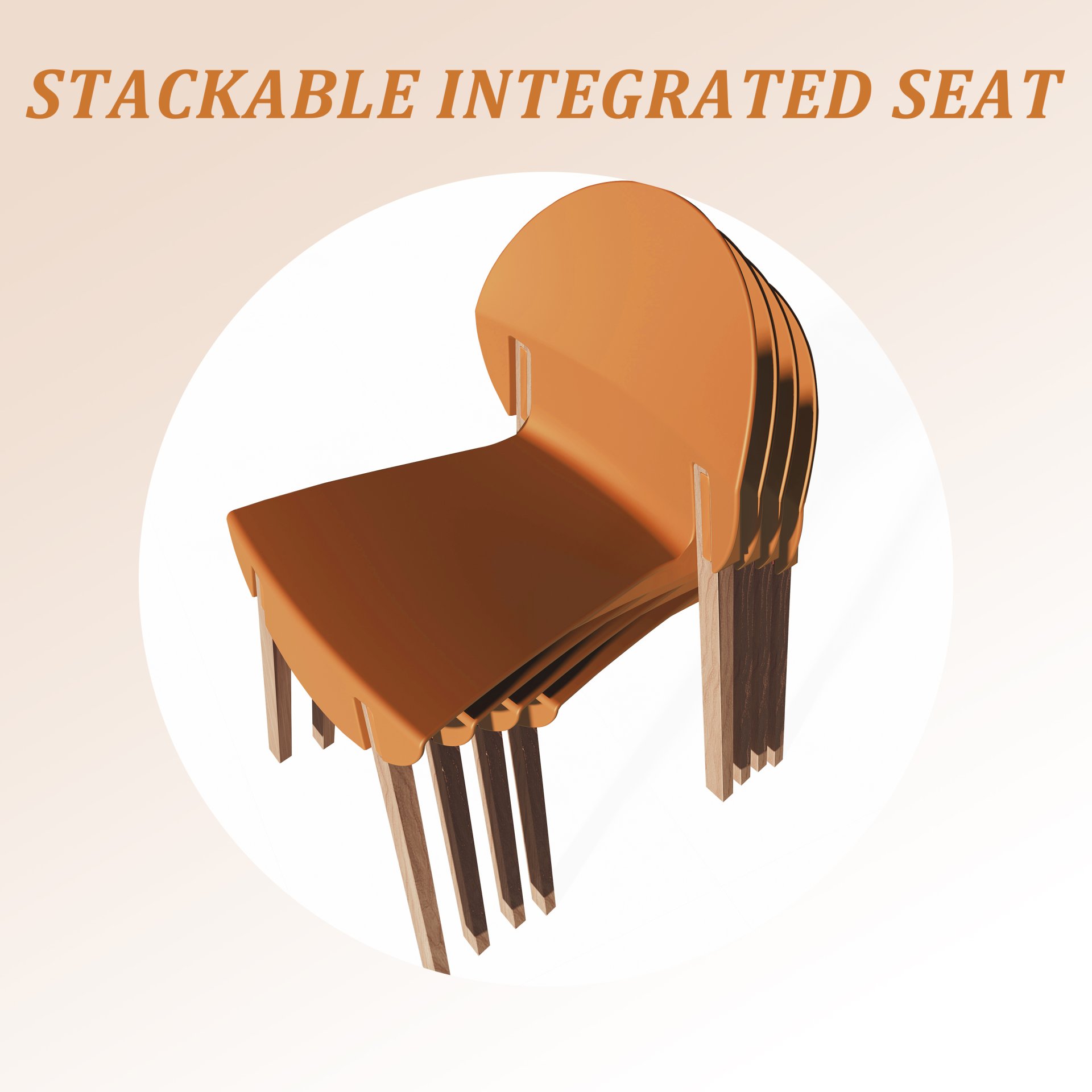 4 Piece Set Of Single Chairs With A Design Combining Modern And Traditional Elements, Durable And Comfortable - Tropical Orange - Image 9