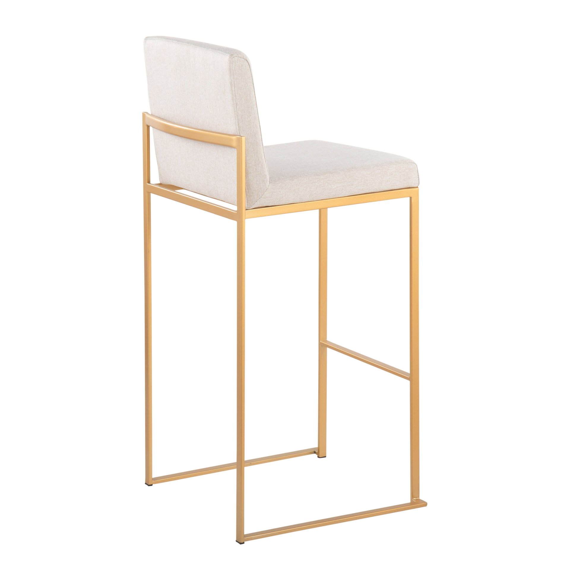 Fuji - Contemporary High Back Barstool (Set of 2) - Gold / Beige - Image 4