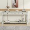 Console Table Long Console Table With Drawers And Shelf For Entryway, Hallway, Living Room - Antique White - Image 3