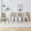 Chic Dining Chair With Black Metal Legs And Curved Widened Cushion Design (Set of 6) - Light Gray - Image 16