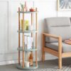 Storage Shelf, 360° Rotating Bookshelf, 4 Tier Bookcase With Large-Capacity Storage Space, Multifunctional Storage Rack, Compact Design For Living Room - Natural - Image 2