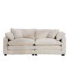 Modern Fabric Living Room Sofa 2 Seater With 4 Pillows Upholstered Deep Seating Loveseat Light Corduroy - Beige - Image 6