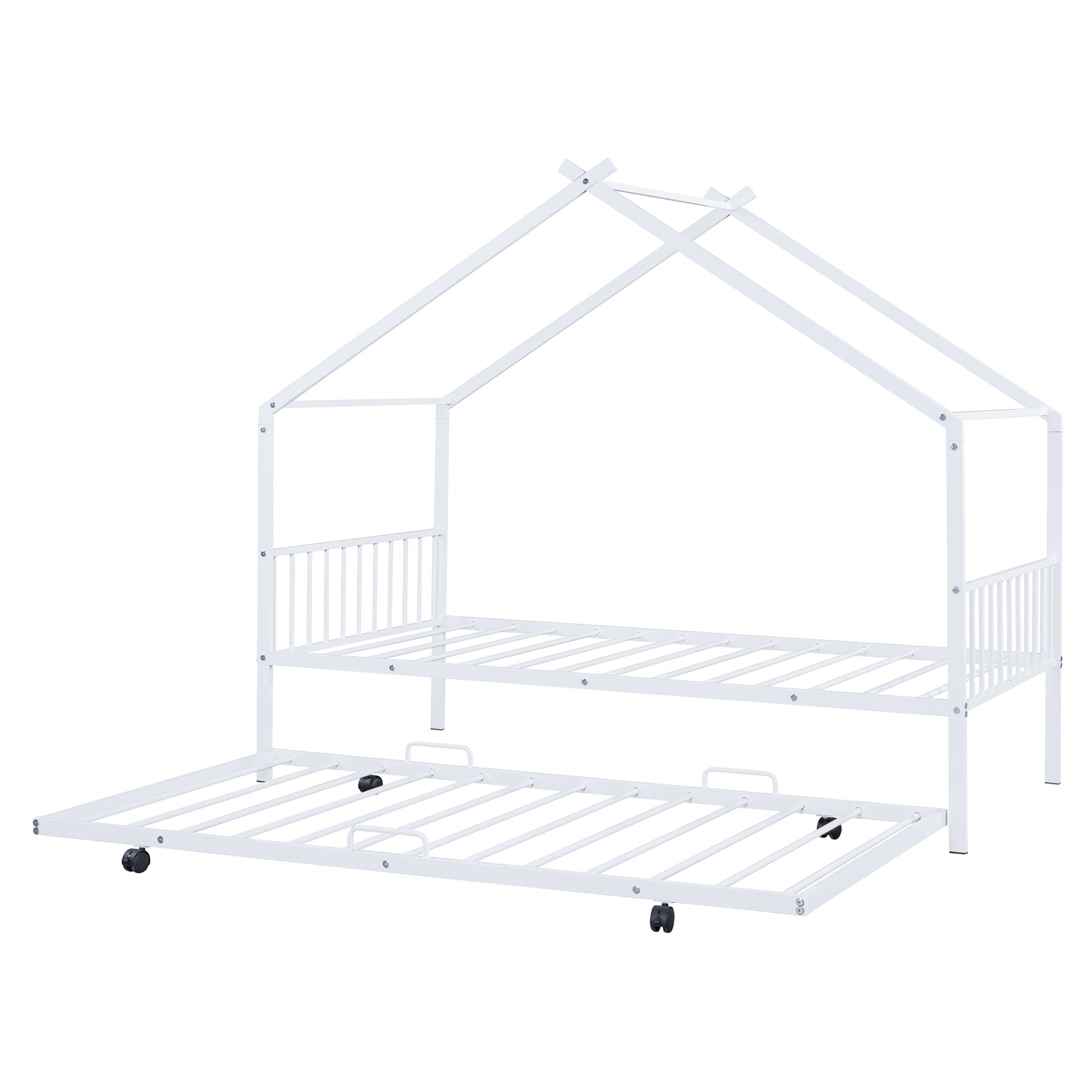 Twin Size Playhouse Design Bed With Twin Size Trundle - White - Image 5