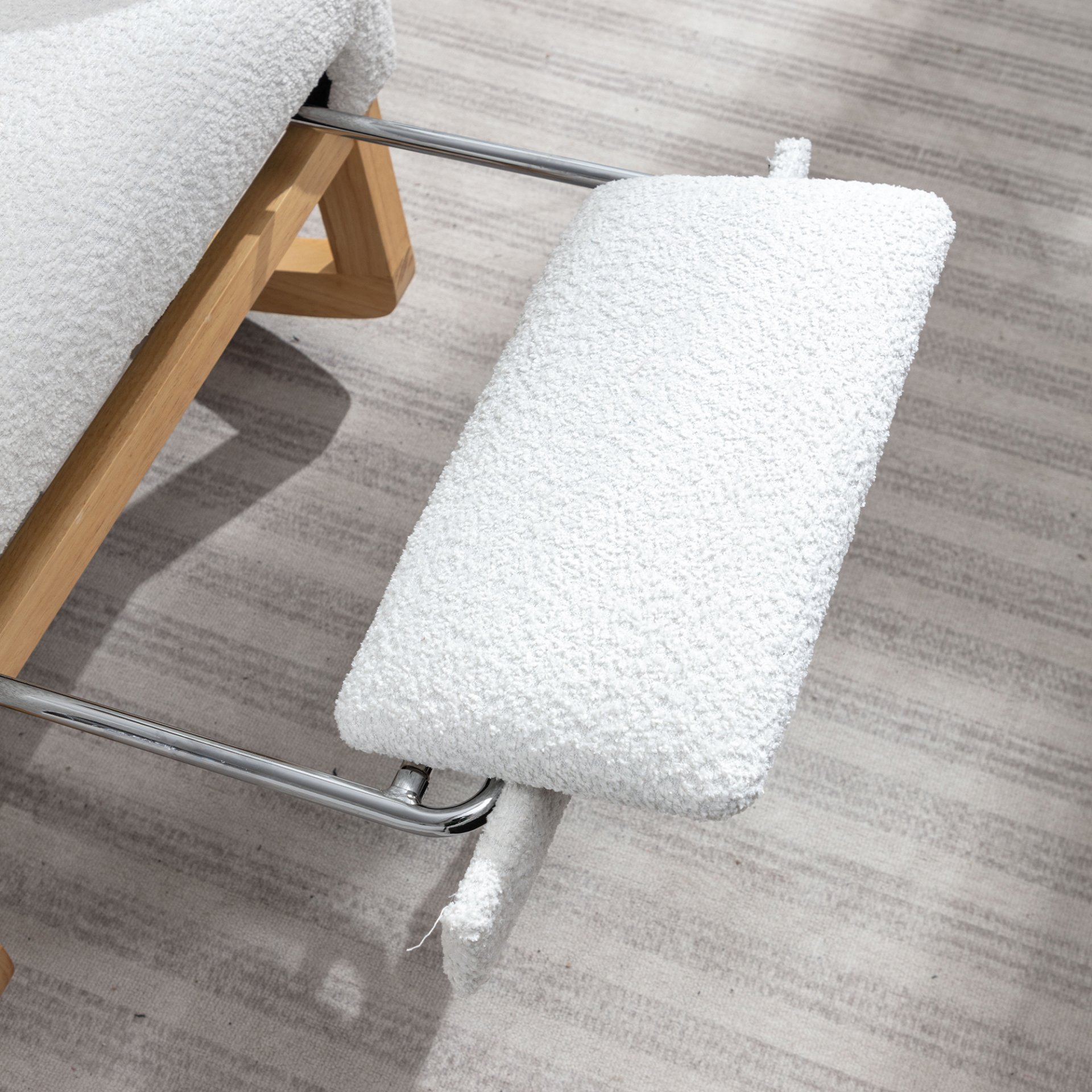 Accent Rocking Chair With Footrest High Back Rubber Wood Rocking Legs Bedroom Living Space - White - Image 10