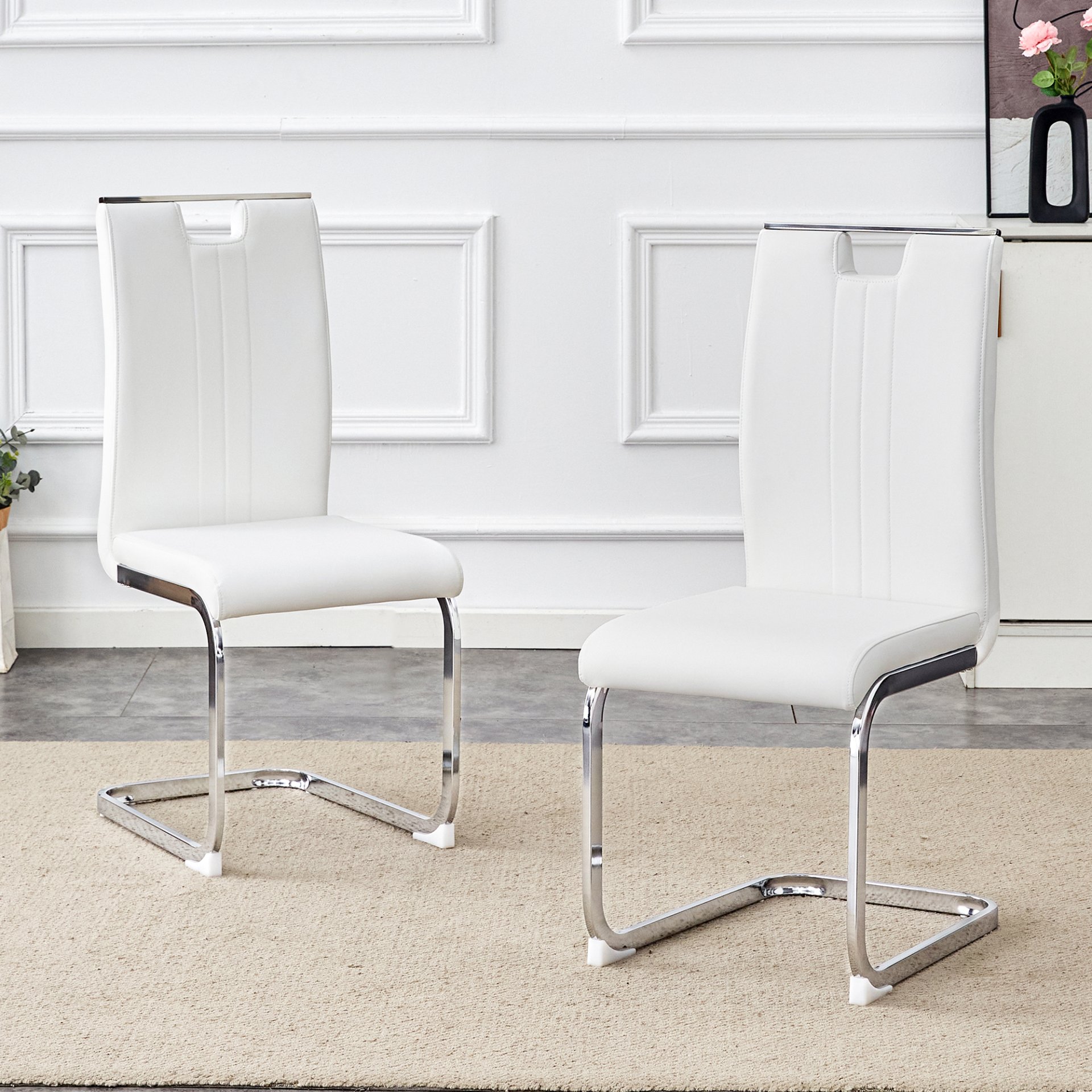 (Set of 4) Material Bow Shaped Chairs Adding Fashion To Minimalist And Contemporary Home Styles - White - Image 7