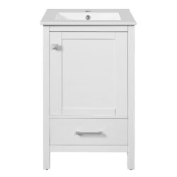 20" Bathroom Vanity With Sink, Soft Close Drawers, Door Organizer, Divider Drawer, Adjustable Foot Pads - White
