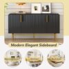 Modern Elegant 4 Door Sideboard Gold Metal Handle Buffet Cabinet For Dining Room, Living Room, Bedroom, Hallway - Black - Image 6