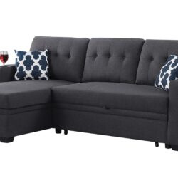 Sectional With Storage Chaise And Cupholder Armrest - Dark Gray