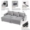 Modern Style 3 - Seater Sofa Sectional Sofa Couch With Storage Space, Two Movable Ottomans, Two USB Ports, Two Cup Holders, A Phone Holder For Living Room - Gray - Image 19