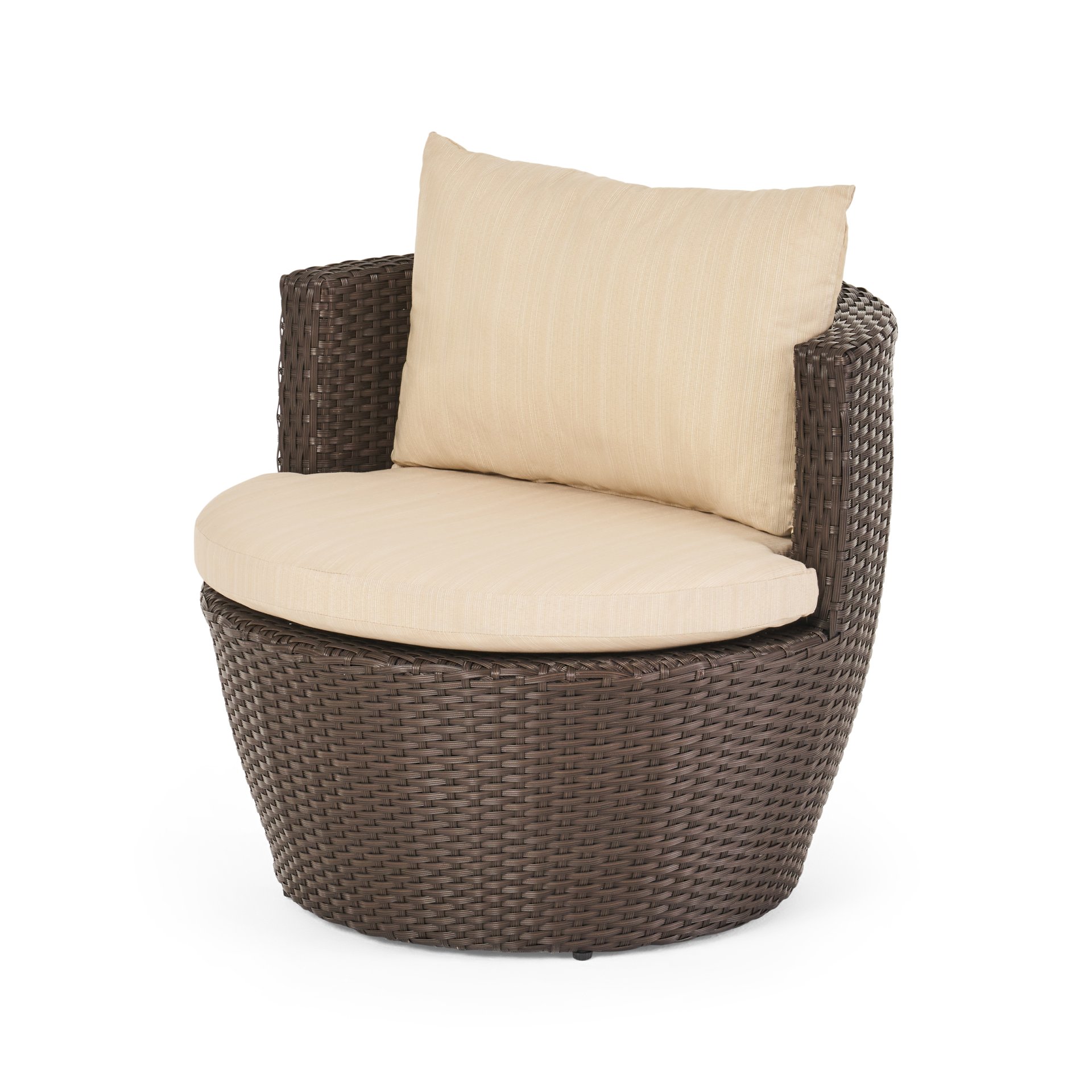 Kono - 3 Pieces Chat Set Outdoor Furniture - Brown / Beige - Image 8