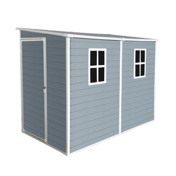 Outdoor Storage Shed With Floor Resin Shed With Two-Window, Waterproof, Lockable Doors For Patio, Yard, Lawn - Gray