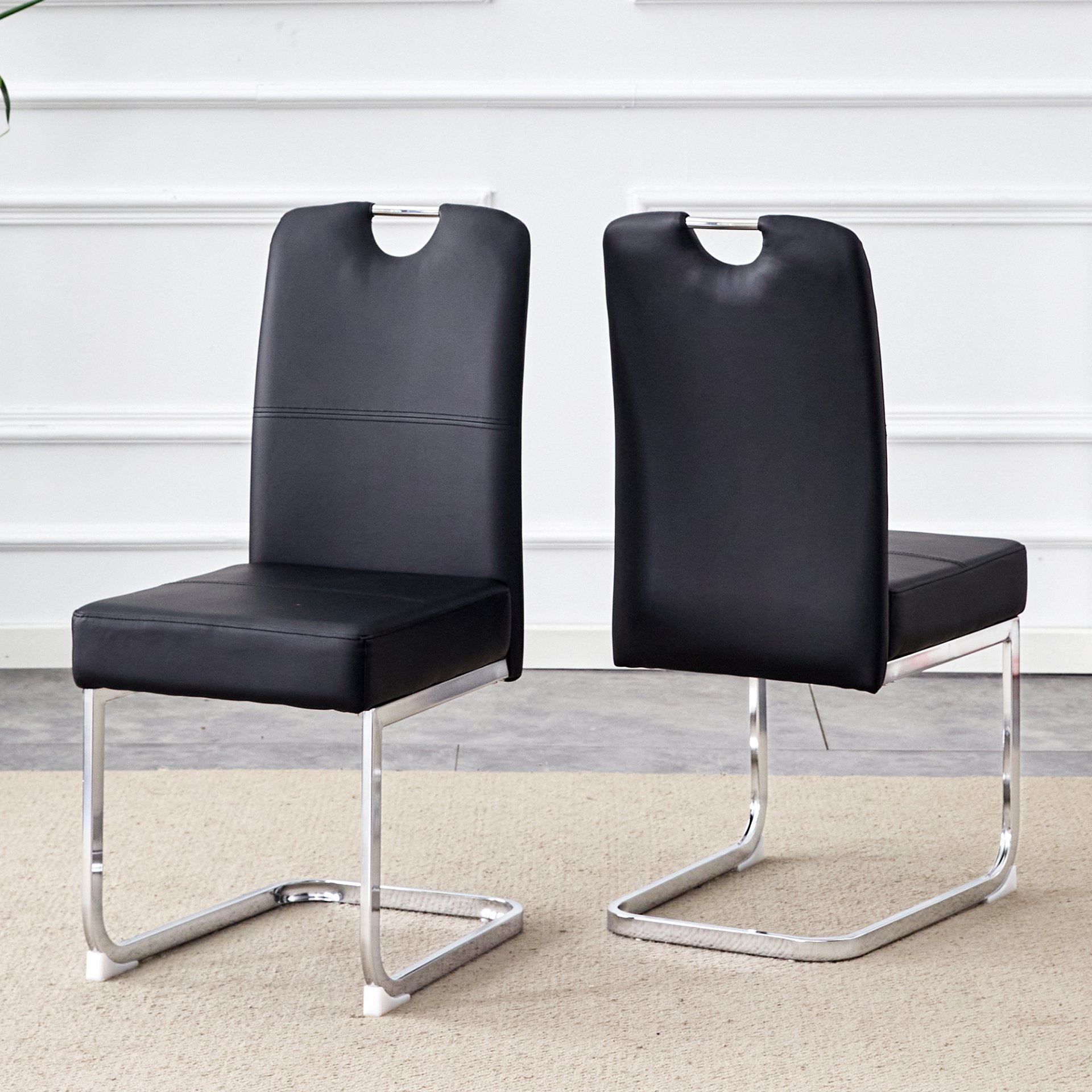 (Set of 4) Thickened Dining Chairs With Built In Spring Packages And Ergonomic Design Perfectly Blending Comfort And Elegance - Black - Image 6