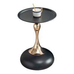 Modern Round Side Table For Small Spaces With Carbon Steel Construction - Black