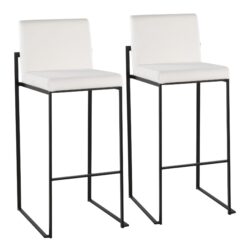 Fuji - Contemporary High Back Barstool (Set of 2) - Black / White