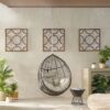 Morris - Teardrop Hanging Chair With 8Ft Chain And Water Resistant Cushions - Khaki / Brown - Image 2