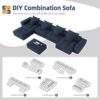Modern Oversized Modular Sectional Sofa, Sparkling Chenille Fabric Soft Cushion Sofa With 8 Pillows, 8 Pieces Diy Combination Tufted Sofa, No Assembly Required - Blue - Image 16