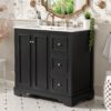 36'' Transitional Bathroom Vanity With Sink, Soft Close Doors, Adjustable U Shaped Shelf, 3 Drawers Including Divided Drawer - Black - Image 4