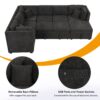 U-Shaped Sectional Sofa Pull Out Sofa Bed With Two USB Ports, Two Power Sockets, Three Back Pillows And A Storage Chaise For Living Room - Black - Image 7