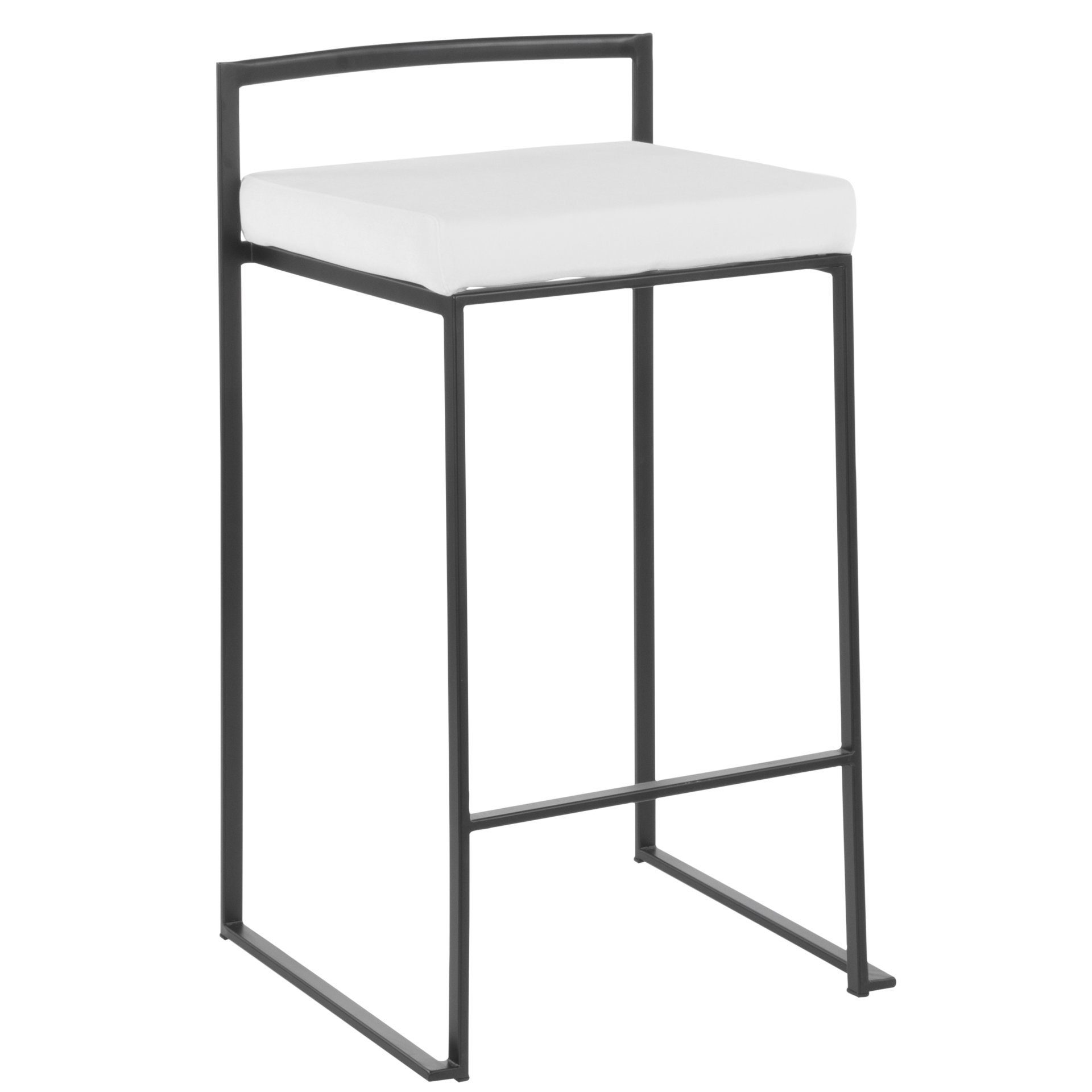 Fuji - Contemporary Stackable Counter Stool (Set of 2) - White / Black - Image 2