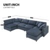Modern Modular Cloud Sofa Bed, 6 Seat Chenille Sectional Couch Set With Ottoman, Free Combination, Convertible U Shaped Sleeper Sofa - Dark Blue - Image 24