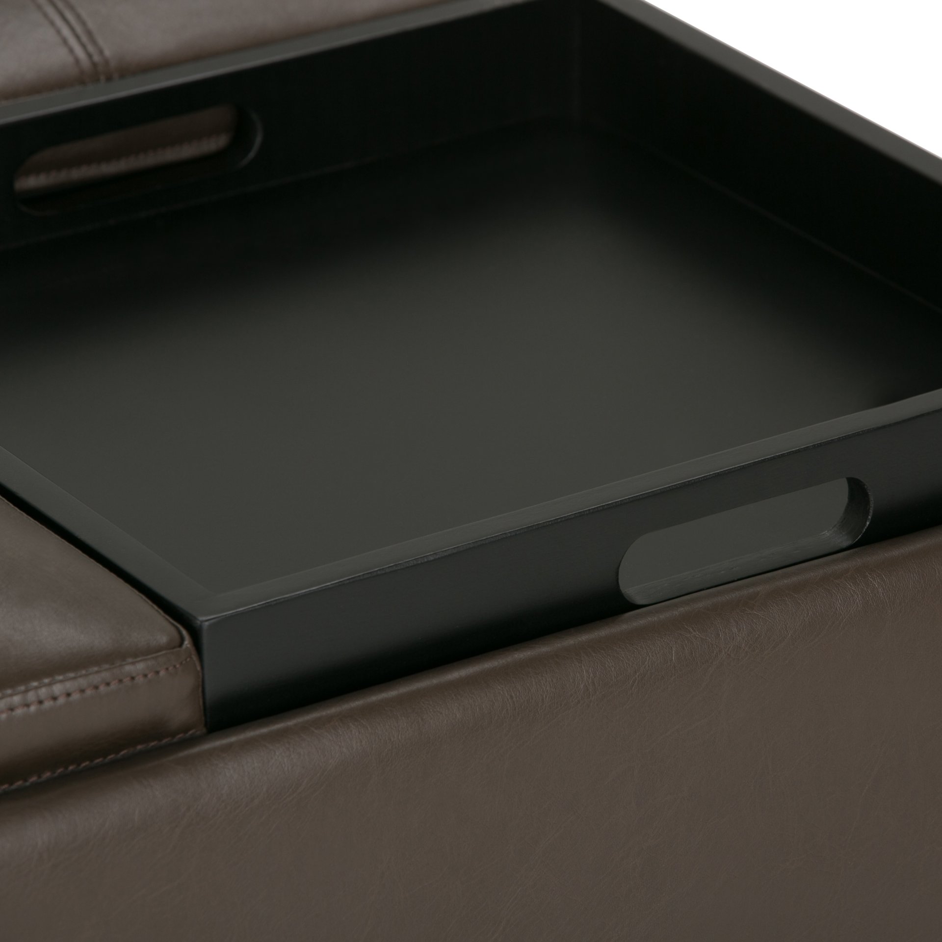 Avalon - Square Coffee Table Storage Ottoman - Chocolate Brown - Image 3