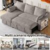 Pull Out Sleeper Sofa L-Shaped Couch Convertible Sofa Bed With Storage Chaise, Storage Racks And USB Ports - Light Brown - Image 10