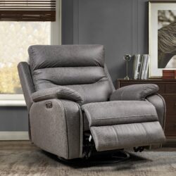 Dual Okin Motor Rocking And 240° Swivel Single Sofa Seat Recliner Chair Infinite Position, Head Rest With Power Function - Gray