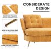 Polyester Fiber Loveseat Sofa Upholstered Couch With Golden Metal Legs Club 2 Seat Sofa For Living Reading Room Bedroom Apartment Small Space Dorm - Yellow - Image 4
