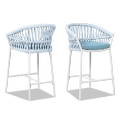 Maiden - Patio Counter Stool Sunproof Olefin (Set of 2) - Sky Blue