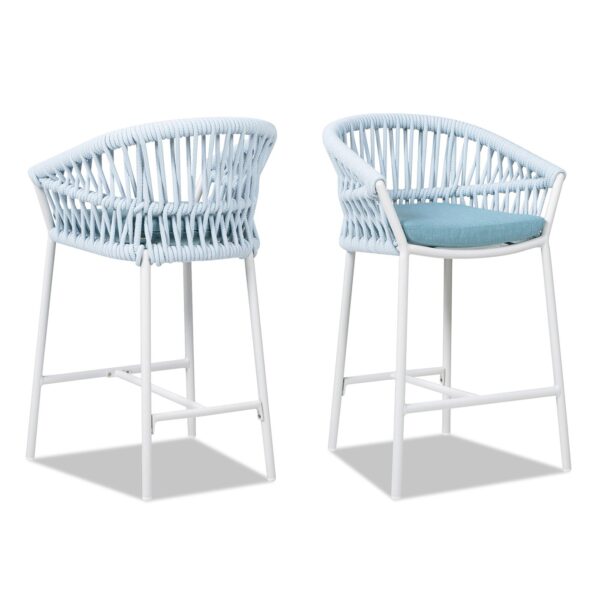 Maiden - Patio Counter Stool Sunproof Olefin (Set of 2) - Sky Blue