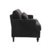Mid Century Modern Chenille Fabric Loveseat Sofa With Brown Wood Feet, 2 Seat Upholstered Couch For Living Room Or Bedroom - Black - Image 14