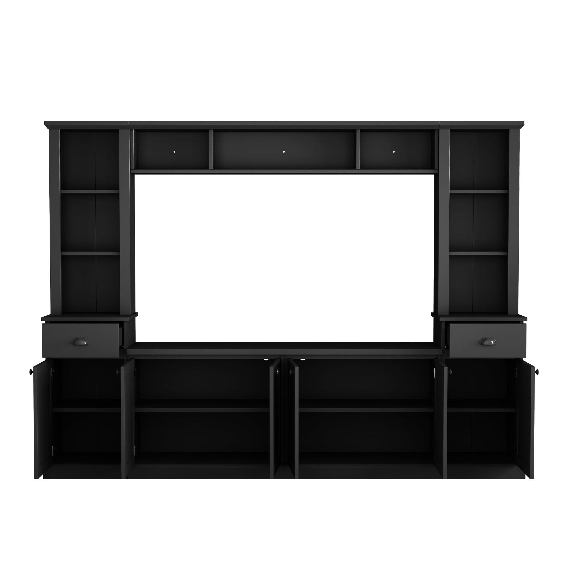 Minimalist - Entertainment Wall Unit Set With Bridge For TVs Up To 75", Ample Storage Space TV Stand With Adjustable Shelves - Black - Image 14