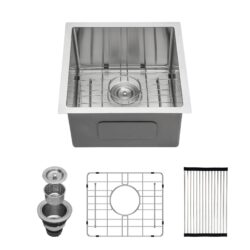 Premium 17" Undermount Sink 16 Gauge Stainless Steel Single Bowl - Black