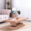 Modern Rustic Coffee Table, Rectangular Center Table For Living Room - Natural Wood Wash / Rustic - Image 4